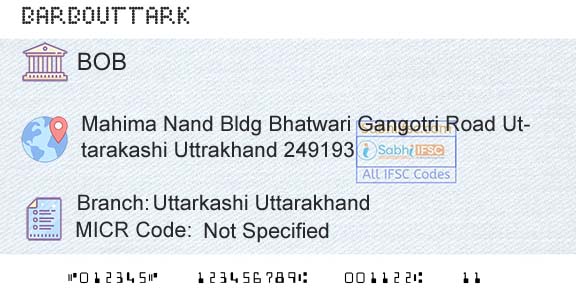 Bank Of Baroda Uttarkashi UttarakhandBranch 
