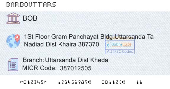 Bank Of Baroda Uttarsanda Dist KhedaBranch 