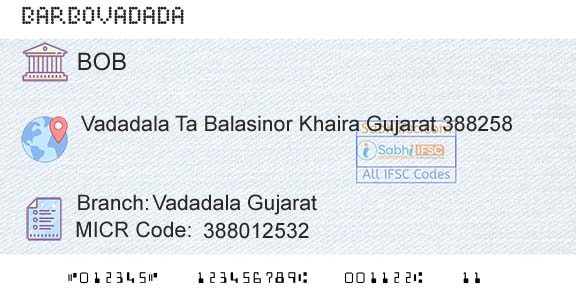 Bank Of Baroda Vadadala GujaratBranch 