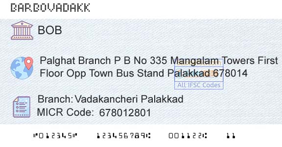 Bank Of Baroda Vadakancheri PalakkadBranch 
