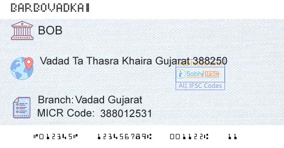 Bank Of Baroda Vadad GujaratBranch 