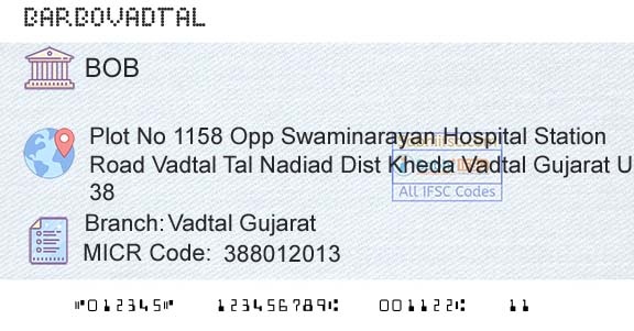 Bank Of Baroda Vadtal GujaratBranch 