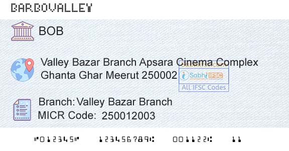 Bank Of Baroda Valley Bazar BranchBranch 