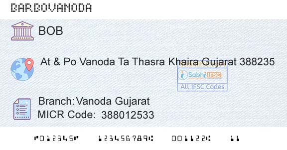 Bank Of Baroda Vanoda GujaratBranch 