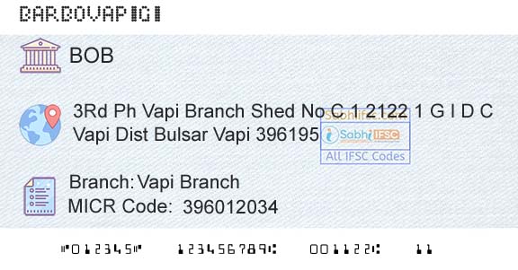Bank Of Baroda Vapi BranchBranch 