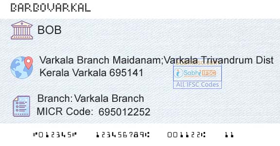 Bank Of Baroda Varkala BranchBranch 