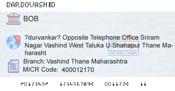 Bank Of Baroda Vashind Thane MaharashtraBranch 