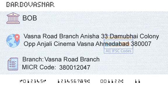 Bank Of Baroda Vasna Road BranchBranch 