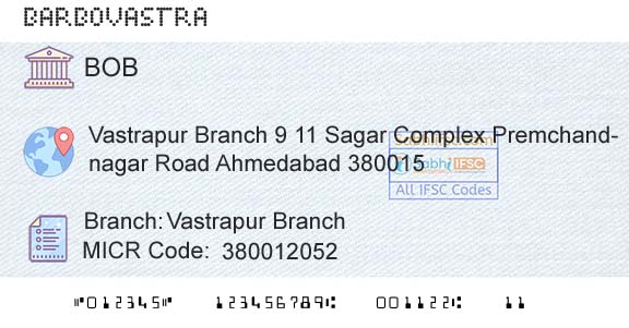 Bank Of Baroda Vastrapur BranchBranch 