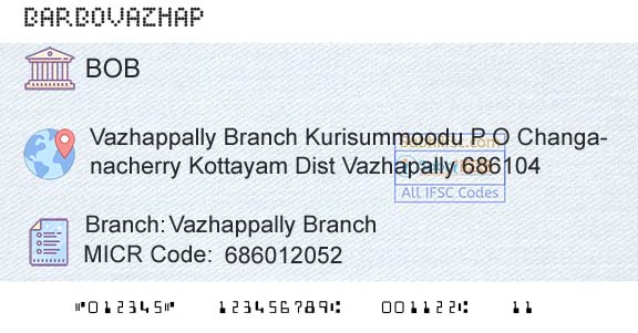 Bank Of Baroda Vazhappally BranchBranch 