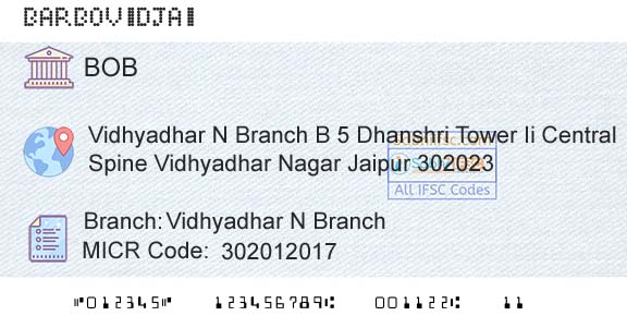 Bank Of Baroda Vidhyadhar N BranchBranch 