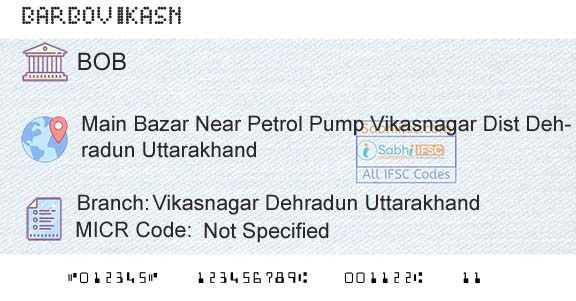 Bank Of Baroda Vikasnagar Dehradun UttarakhandBranch 