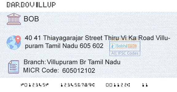 Bank Of Baroda Villupuram Br Tamil NaduBranch 