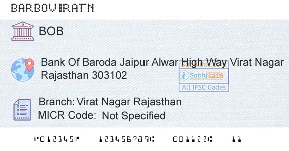 Bank Of Baroda Virat Nagar RajasthanBranch 