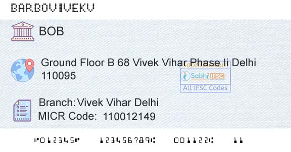 Bank Of Baroda Vivek Vihar DelhiBranch 