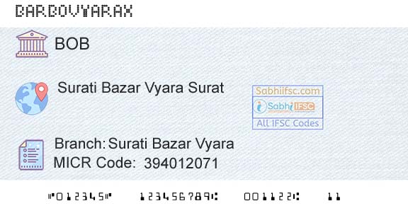 Bank Of Baroda Surati Bazar VyaraBranch 