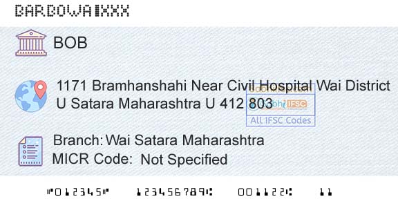 Bank Of Baroda Wai Satara MaharashtraBranch 