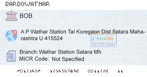 Bank Of Baroda Wathar Station Satara MhBranch 