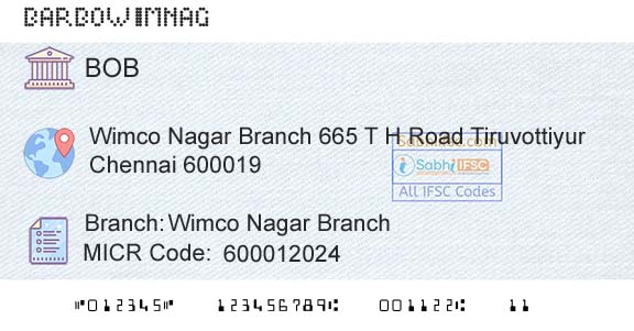 Bank Of Baroda Wimco Nagar BranchBranch 
