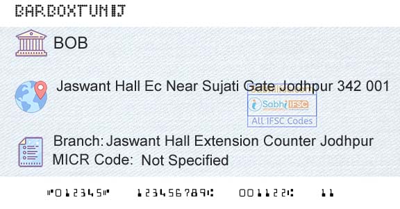 Bank Of Baroda Jaswant Hall Extension Counter JodhpurBranch 