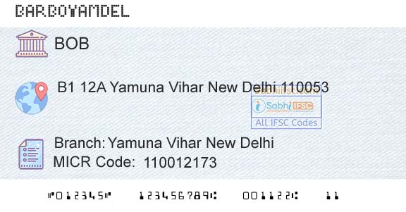 Bank Of Baroda Yamuna Vihar New DelhiBranch 