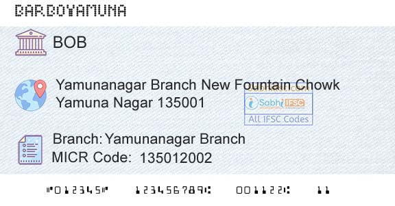 Bank Of Baroda Yamunanagar BranchBranch 