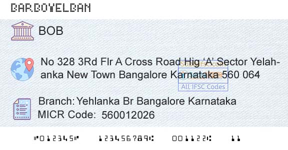 Bank Of Baroda Yehlanka Br Bangalore KarnatakaBranch 