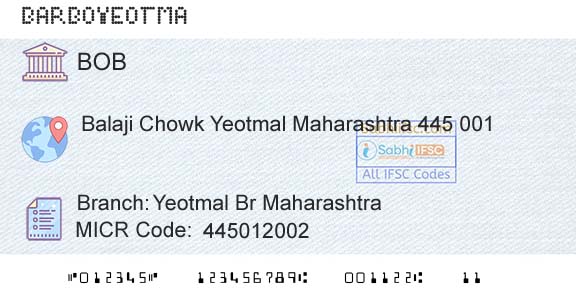 Bank Of Baroda Yeotmal Br MaharashtraBranch 