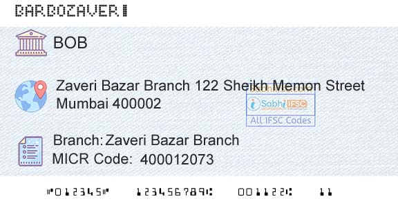 Bank Of Baroda Zaveri Bazar BranchBranch 