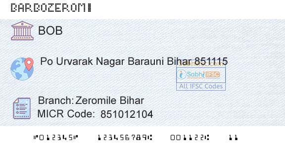 Bank Of Baroda Zeromile BiharBranch 