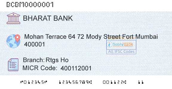 Bharat Cooperative Bank Mumbai Limited Rtgs HoBranch 