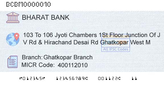 Bharat Cooperative Bank Mumbai Limited Ghatkopar BranchBranch 