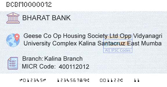 Bharat Cooperative Bank Mumbai Limited Kalina BranchBranch 