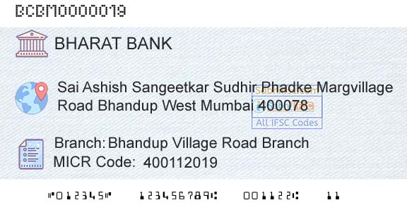 Bharat Cooperative Bank Mumbai Limited Bhandup Village Road BranchBranch 