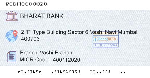 Bharat Cooperative Bank Mumbai Limited Vashi BranchBranch 