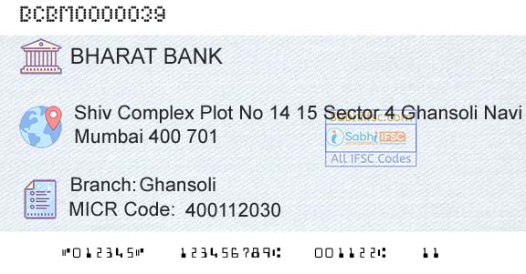 Bharat Cooperative Bank Mumbai Limited GhansoliBranch 