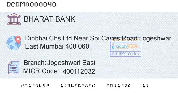 Bharat Cooperative Bank Mumbai Limited Jogeshwari East Branch 