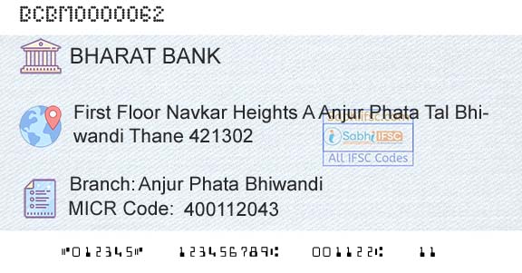 Bharat Cooperative Bank Mumbai Limited Anjur Phata BhiwandiBranch 
