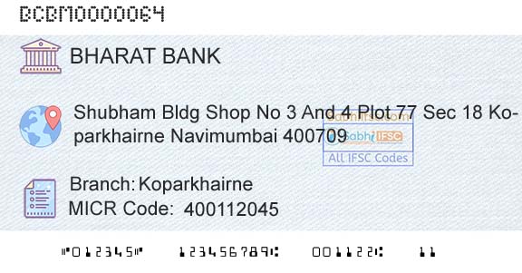 Bharat Cooperative Bank Mumbai Limited KoparkhairneBranch 