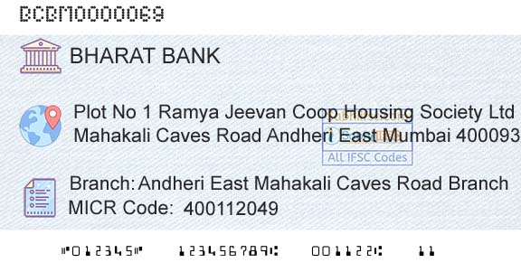 Bharat Cooperative Bank Mumbai Limited Andheri East Mahakali Caves Road BranchBranch 