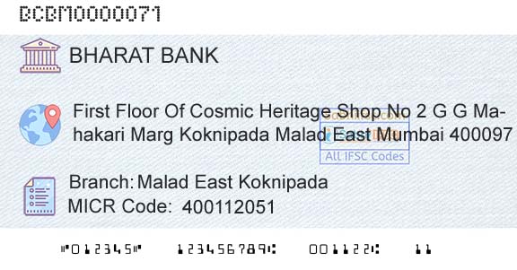 Bharat Cooperative Bank Mumbai Limited Malad East KoknipadaBranch 