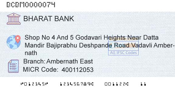 Bharat Cooperative Bank Mumbai Limited Ambernath EastBranch 