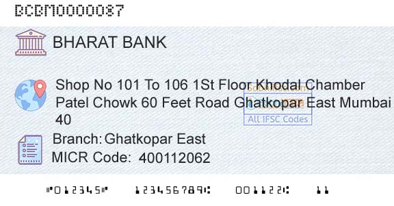 Bharat Cooperative Bank Mumbai Limited Ghatkopar EastBranch 