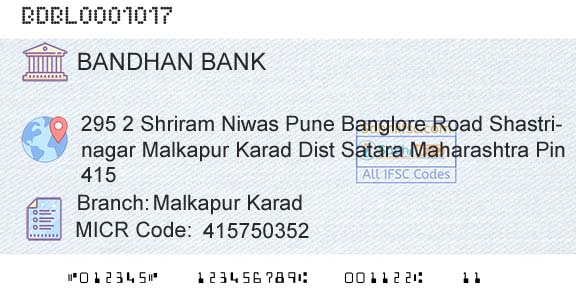 Bandhan Bank Limited Malkapur KaradBranch 