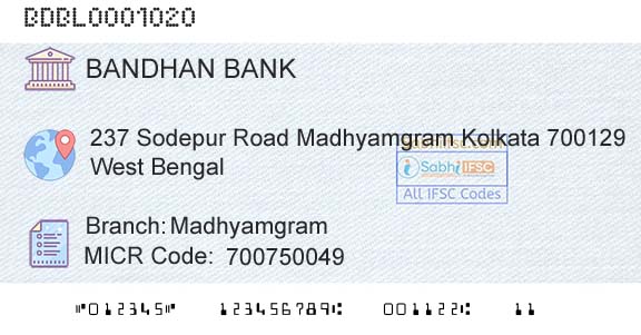 Bandhan Bank Limited MadhyamgramBranch 
