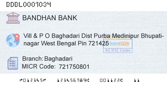 Bandhan Bank Limited BaghadariBranch 