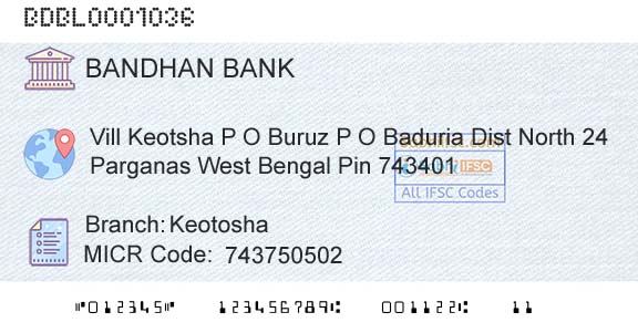 Bandhan Bank Limited KeotoshaBranch 