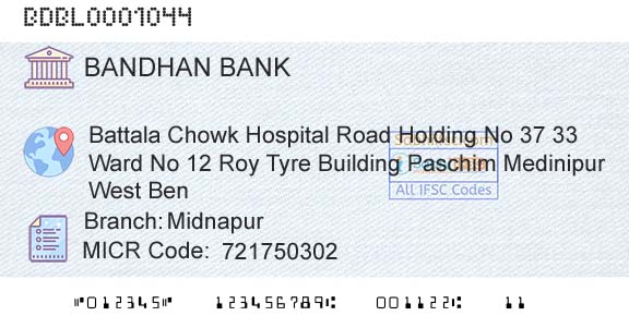 Bandhan Bank Limited MidnapurBranch 