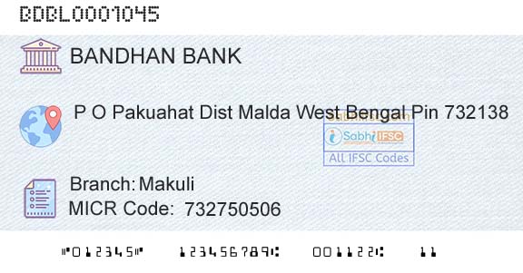 Bandhan Bank Limited MakuliBranch 
