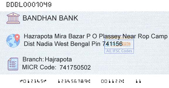 Bandhan Bank Limited HajrapotaBranch 